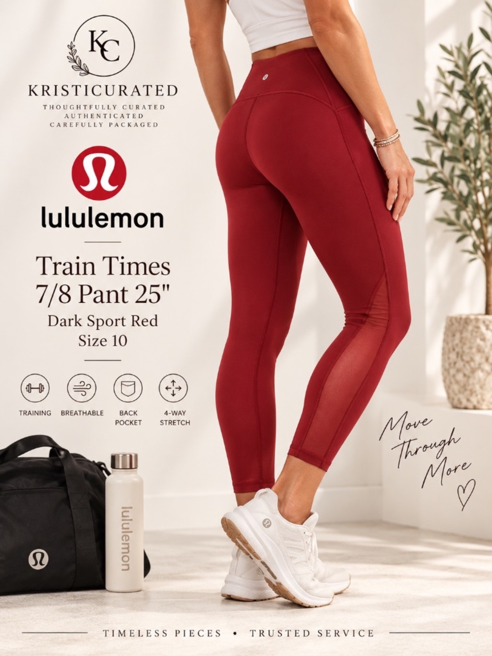 Lululemon Train Times 7/8 Pant 25" Dark Sport Red Size 10 Luxtreme